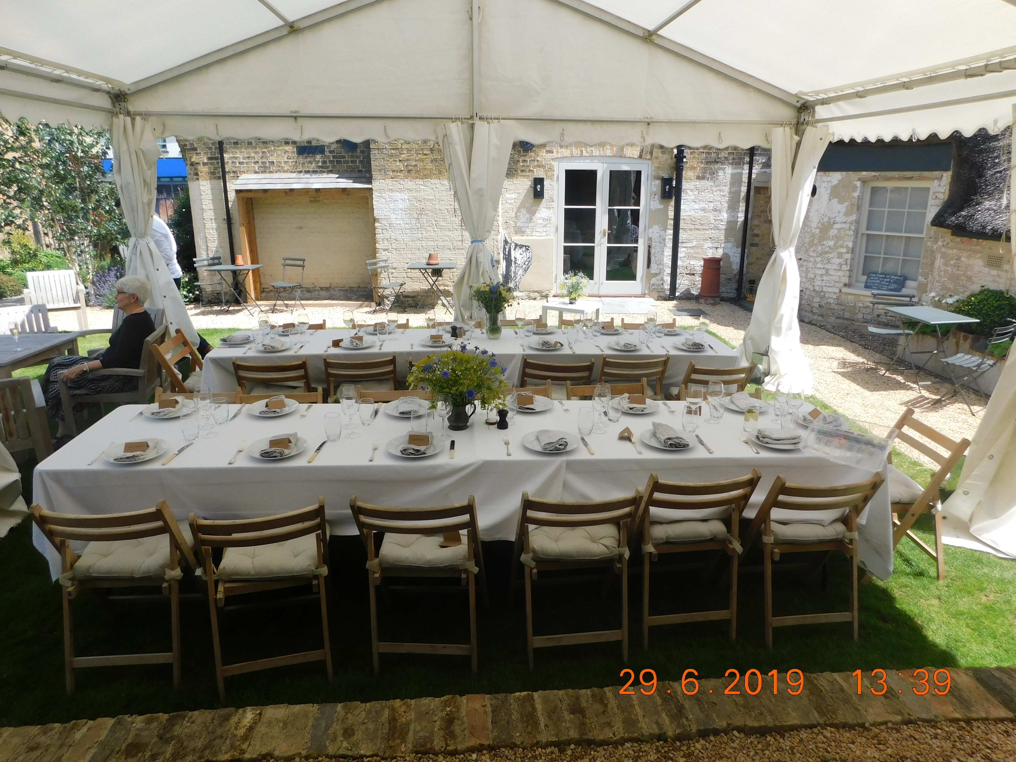 Marquee dining in the garden at The Red Lion