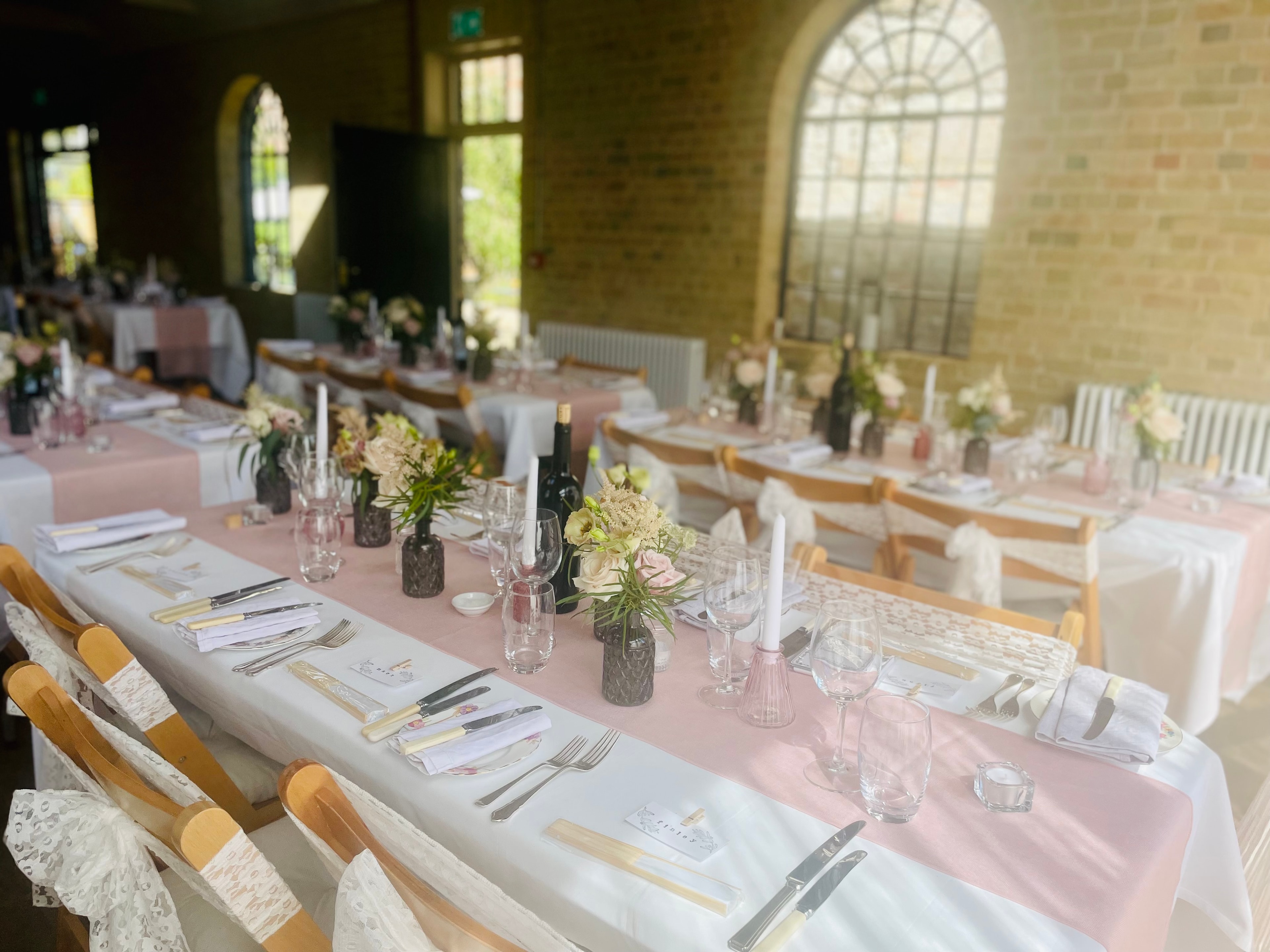 The Coach House dressed for a wedding reception dinner
