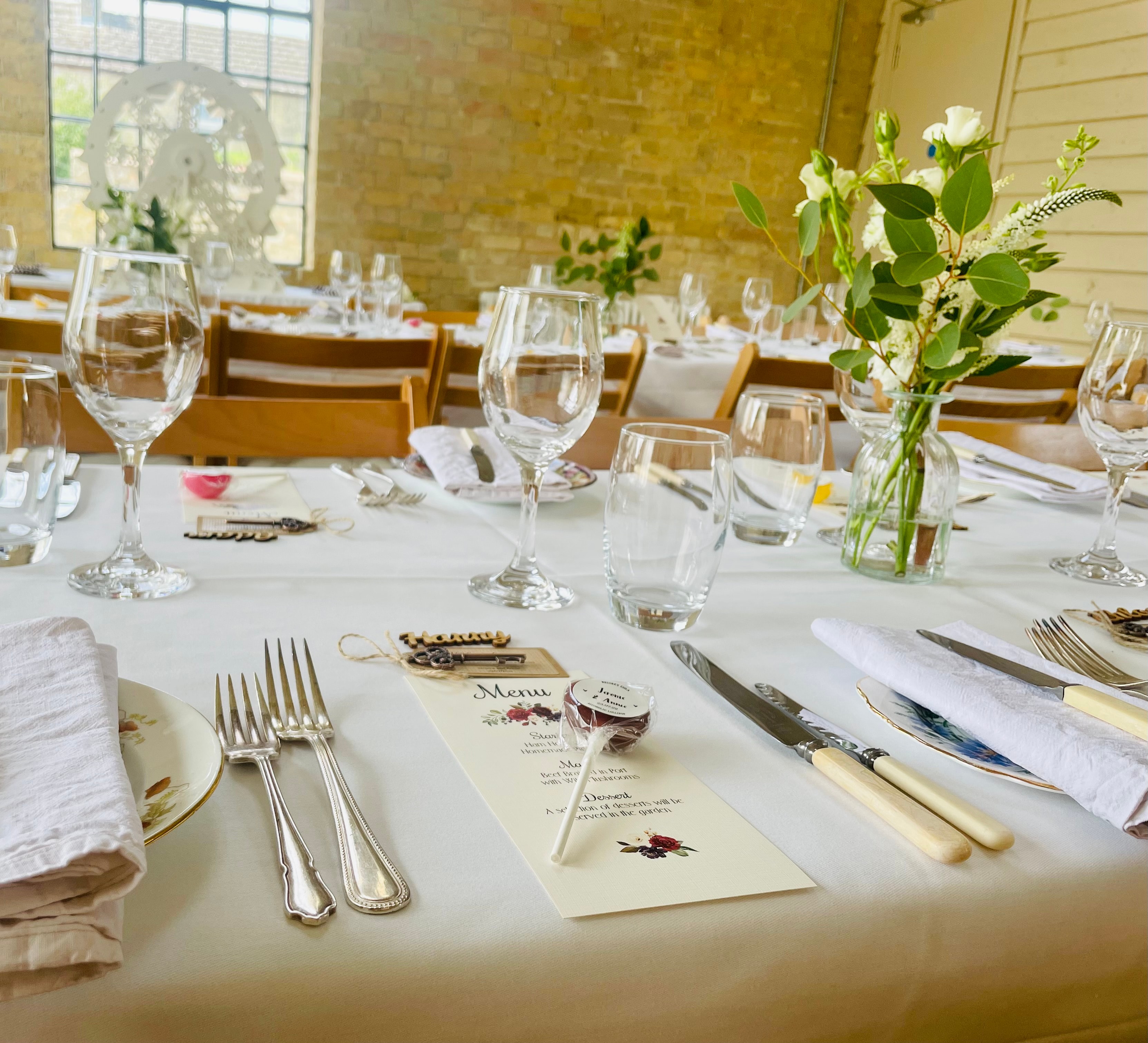 Formally dressed dining table for a white wedding